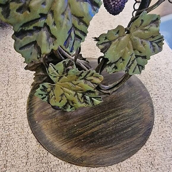 #Wrought Iron Tea Candle Holder Ivy Grapes with Frosted Glass Lampshade - Picture 6 of 7